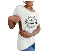 Nursing Breastfeeding Shirts for Maternity Women UK Side Open Pregnancy Comfort Short Sleeve Tops Friendly Zip Tshirts Mama's Boobery Always On Tap Tops Clothes Summer Shirts for Women,A10 Silver,XL