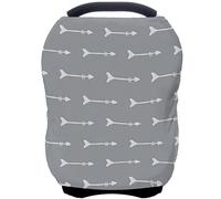 Nursing Carseat Canopy Breastfeeding Cover - Multi-use Stretchy Car Seat Covers for Babies, Nursing Cover, Baby Shower Gifts (Grey Arrows)