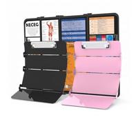 Nursing Clipboard Foldable 2 Pack, 4-Layer Aluminum Clipboard with Medical Cheat Sheets & Pen Clip - Nurse Gifts for Nurses, Nursing Students & Doctors -Pink+Black