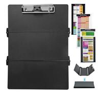 Nursing Clipboard Foldable A4 - 3-Layer Folding Aluminium Clipboard with Pen Holder and Heavy-Duty Clip - Medical Essentials for Nurses, Doctors, and Medical Students - Black Edition