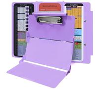 Nursing Clipboard Foldable, Foldable Clipboard w/Nursing Edition Medical Charts, 3 Layers Aluminum, Nurse Clip Board w/Low Profile Clip&Pen Clip for Students, Nurses and Doctors, Purple