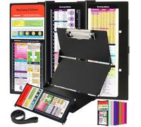 Nursing Clipboard Foldable with Medical Edition Cheat Sheets, 3 Layers Aluminum Foldable Clipboard for Nursing, Notepad for Students, Nursing School Essentials (Black)
