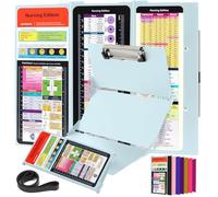 Nursing Clipboard with Nursing and Medical Edition Cheat Sheets 3 Layers Aluminum Foldable Nurse Clip Boards Notepad for Students, Nurses and Doctors (Mint)