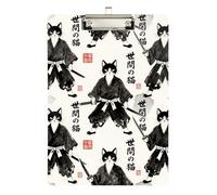 Nursing Edition clipboard Samurai Cat Warrior Ink Japanese Art Plastic for Student Girls Kids Teacher clipboard Size 9 x 12.5 Tabla para escribir con Clip