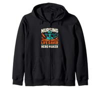 Nursing Hero Life Saver Bold Graphic Zip Hoodie