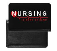 Nursing is A Work of Heart Funny Passport Holder for Travel Wallet Cover Document Organizer with Card Slot