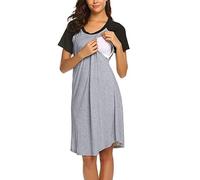 Nursing Nightdress Women's Birth Short Sleeve: Maternity Dress Summer Short Pregnancy Dress Comfortable Maternity Nightdress V Neck Maternity Nightdress for Pregnant Women Nursing Function Pyjamas,