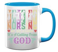 Nursing Not Just A Career It's A Calling from God Ceramic Tea Coffee Mug Light Blue