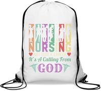 Nursing Not Just A Career It's A Calling From God Colorful Logo Gym Sack Casual Drawstring Bag White