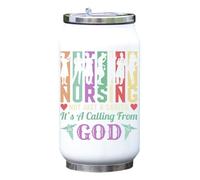 Nursing Not Just A Career It's A Calling from God Colorful Logo Vacuum Insulated Thermal Beverage Can Bottle White
