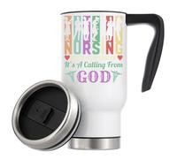Nursing Not Just A Career It's A Calling from God Colorful Logo Vacuum Insulated Thermal Travel Coffee Mug 480ml White