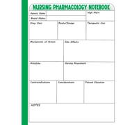 Nursing Pharmacology Note Guide: A Blank Medication Template for nursing students: Organize your nursing school pharmacology notes by using these ... templates, (Size 8.5" x 11" inch, 110 Pages).