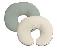 Nursing Pillow Cover,Muslin Cotton,Removable Cover For Breastfeeding pillows,2-Pack Pillow Covers,Ultra-soft Baby Nursing Pillow, Fits Newborn Feeding Pillow 22.5IN*18IN (Sage Green & Cream-Coloured)