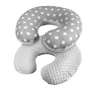 Nursing Pillow Dimple Breast and Bottle Feeding Cushion Baby/Newborn Washable Removable Cotton Cover Maternity Pregnancy Gifts (Dots Grey)