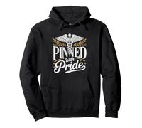 Nursing Pin Badge Illustration Rn Crossing Over Ceremony Pullover Hoodie