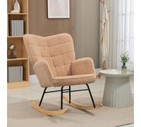 Homcom Wingback Rocking Chair For Nursing W/ Steel Frame Light Brown, Brown