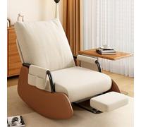 Nursing Rocking Chair with Footstool - Modern Glider Chair for Living Room Bedroom, Comfy Wood Base and Side Pocket, Folding foot pad