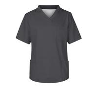 Nursing Scrubs for Men Nurse Clothing with Pockets Fun Scrub Tops Classic Solid Colorv Neck Short Sleeve Scrub Tops with 3 Pockets Navy Scrub Top Men (Dark Gray, L)