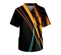 Nursing Scrubs for Men Smart Scrubs Laboratory Coat Blue Funny 3D Print V Neck Short Sleeve Scrub Tops with 3 Pockets Nurse Tunic Male (Green, L)