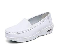 Nursing Shoes Women Nurse Shoes for Women, Healthcare Workers Essential, Anti Slip Leather Comfortable for 12 Hour Shifts(White 1,5 UK)