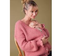 Nursing Special Top/Cardigan in Rib Knit, by ENVIE DE FRAISE dusky pink