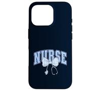 Nursing Student Coquette Bow Nurse School Light Blue Gingham Case for iPhone 16 Pro