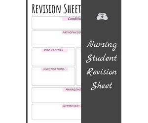 Nursing Student Revision Sheet: Nursing School Study Note-Taking Guide Templates,Student Nurse Study Resources, medicine Note-taking | Nursing Sheet 100 pages,Large Print