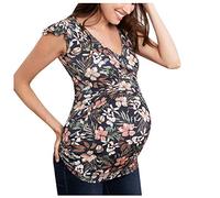 Nursing Top Maternity Clothing Floral Print Basic Pregnant Tops Maternity Stripes Nut Ring Pregnant Blouse Women V-Neck Maternity Blouse Maternity Women's Nursing Top Maternity Top Shirt Maternity