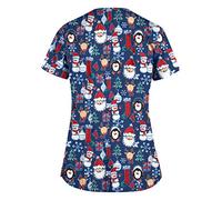 Nursing Uniforms Beauty Tunic Dog Grooming Cat Grooming Cute Printed V Neck Spa Nail Salons Women's Christmas Scrubs Beauty Salon Wrap Mock Christmas Work Tops Care Uniform Healthcare Tunics