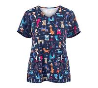 Nursing Uniforms Uniform Wrap Mock Short Sleeve Beauty Salon Costumes Work Top for Ladies Scrubs Tops Nurse Scrubs Classic Fit Healthcare Tunic Care Uniform Beauty Tunic Health Care Workers