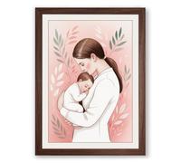 Nurture and Care Modern Framed Wall Art Print A4 (29.7×21cm) Walnut, Wall Decor for Living Room, Bedroom, Office & Home, Ready to Hang, Art Gift