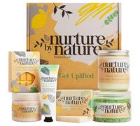 NURTURE BY NATURE Spa Gift Set - 6 Piece Uplifting Pamper Gift Set for Women with Soap, Body Scrub, Hand Cream & Candle - Vegan - Valentines Gifts for Her, Mothers Day Gifts, Self Care Birthday Gift