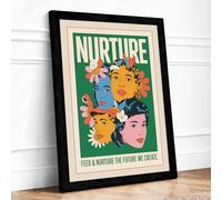 Nurture Diversity in Bloom Modern Framed Wall Art Print A1 (84.1×59.4cm) Black, Wall Decor for Living Room, Bedroom, Office & Home, Ready to Hang, Art Gift