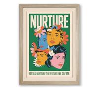 Nurture Diversity in Bloom Modern Framed Wall Art Print A2 (59.4×42cm) Oak, Wall Decor for Living Room, Bedroom, Office & Home, Ready to Hang, Art Gift