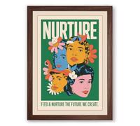 Nurture Diversity in Bloom Modern Framed Wall Art Print A3 (42×29.7cm) Walnut, Wall Decor for Living Room, Bedroom, Office & Home, Ready to Hang, Art Gift