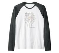 Nurture Nature Minimalist Floral Line Art Globe Earth Day Raglan Baseball Tee