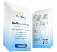Nurture Valley Rinse Free No Shower Bathing Wipes (40 Pack) | Individually Wrapped Waterless Adult Body Bath Wash Cloths with Aloe Vera & Vitamin E - 40 Travel Packs
