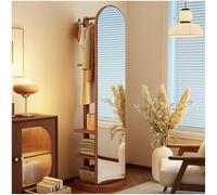 NURTWAKY 2-in-1 Full Body Mirror & Coat Rack, 360° Rotating, Wooden Frame, 40x168cm-50x172cm