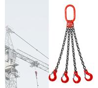 NURUGURE 4 Leg Adjustable Lifting Sling - 3 to 13 ft - 3/5 Inch Engine Hoist Chain for Crane - Heavy Duty 4 Way - 3 Ton Load Length 1M (3.3FT) - Comes with 4 Grab Hooks