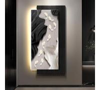 NURUGURE Illuminated Sandstone Wall Art with Nine Fish Motif, Frameless 3D LED Light Panel for Living Room, Entryway, Hallway, or Hotel Lobby