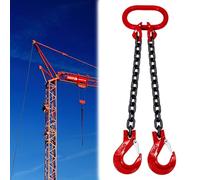 NURUGURE Industrial Quality Dual Leg Rigging Chain - 3 to 6 ft - 2 Ton for Forklift Hoist Crane and Engine Lift - Length 2M (6.6FT) - 2 Hooks