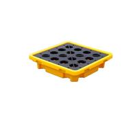 NURUGURE Modular Spill Containment Pallet with Drain & Forklift Pockets, Heavy-Duty Oil Drum Spill Tray, Industrial Grating for Paint Buckets, Chemical Spill Platform