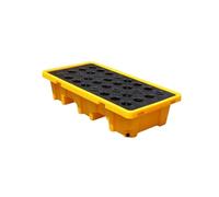 NURUGURE Modular Spill Containment Pallet with Drain & Forklift Pockets, Heavy-Duty Oil Drum Spill Tray, Industrial Grating for Paint Buckets, Chemical Spill Platform