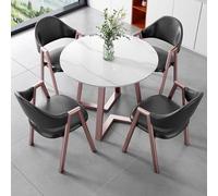 NURUGURE Office Reception Room Club Table Round Conference for 4 Simple Kitchen Dining Set with Metal Legs Small and Chairs Save Space