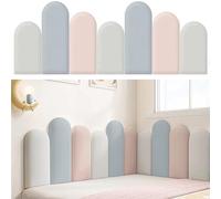 NURUGURE Padded Oval Wall Panels Upholstered Peel and Stick Cushioned 3D Decor for Headboard Kids Room