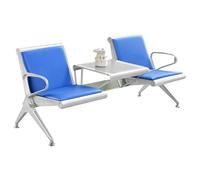 NURUGURE Waiting Room Bench Set Chairs with Table and Arms 2-Seat PU Leather Office Guest Reception Airport for Lobby Hospital