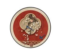 NURUGURE Wall Round Wall Hanging Art, New Chinese Style Wall Hanging Painting, Large Decorative Metal Wall-Mounted Decor Framed, Wall Sculptures Painting for Entrance Hallway