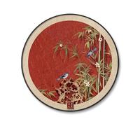NURUGURE Wall Round Wall Hanging Art, New Chinese Style Wall Hanging Painting, Large Decorative Metal Wall-Mounted Decor Framed, Wall Sculptures Painting for Entrance Hallway