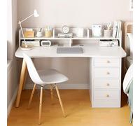 NURUGURE Writing Desk with Hutch and Drawers Wooden Home Office Computer Desk Study with Storage Shelves Students Writing Learning Small Apartment