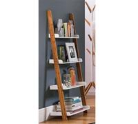 nusakan wooden 4 tier ladder shelving unit in white and natural